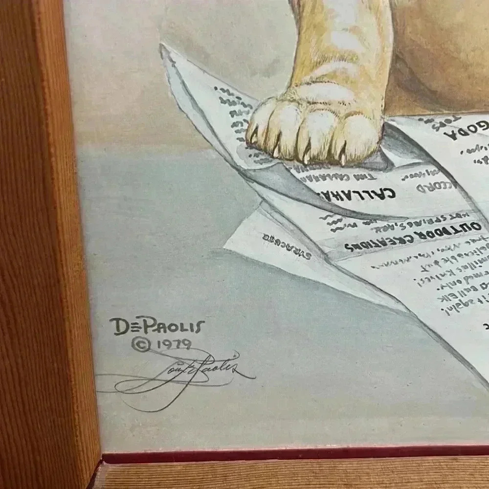 Vintage 1979 LABRADOR RETRIEVER PUPPY with paper Print SIGNED by Lou DePaolis - Picture 2 of 7
